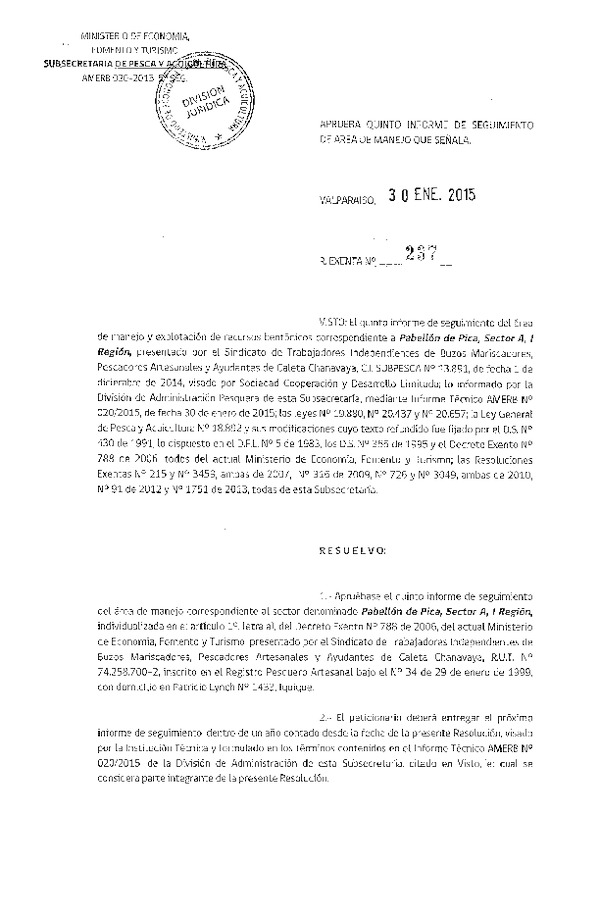 R EX N° 237-2015 5° SEGUIMIENTO.