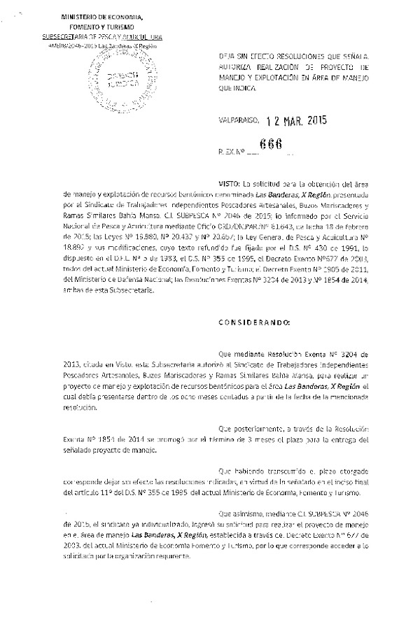 R EX N° 666-2015 DEJA SIN EFECTO RESOLUCIONES.