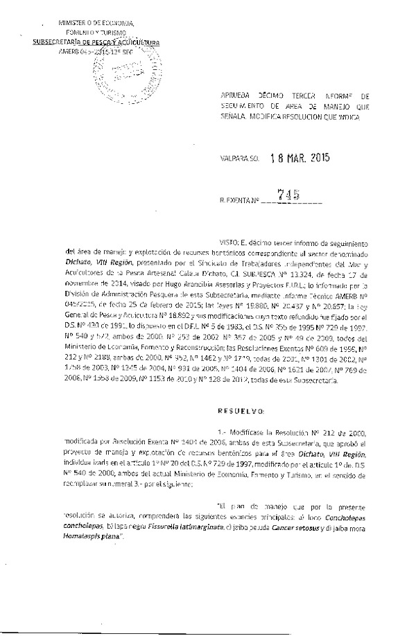 R EX N° 745-2015 13° SEGUIMIENTO.