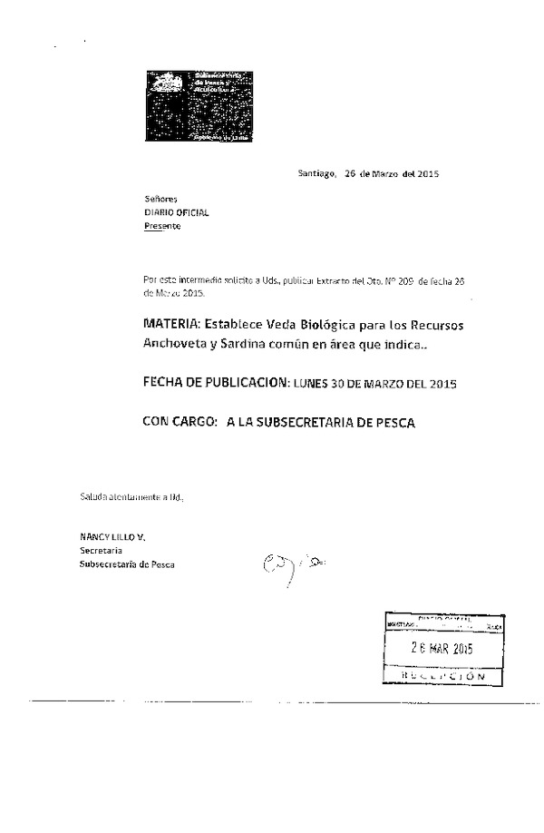 D EX N° 209-2015 Establece Veda Biológica para los recursos Anchoveta y Sardina Común, VIII Región. (Publicado en Diario Oficial 30-03-2015)