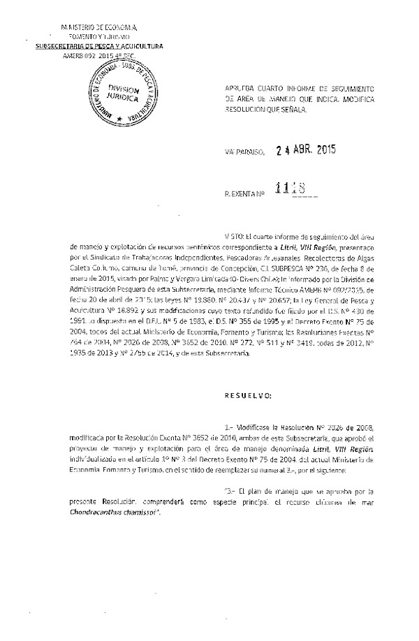 R EX N° 1118-2015 4° SEGUIMIENTO.