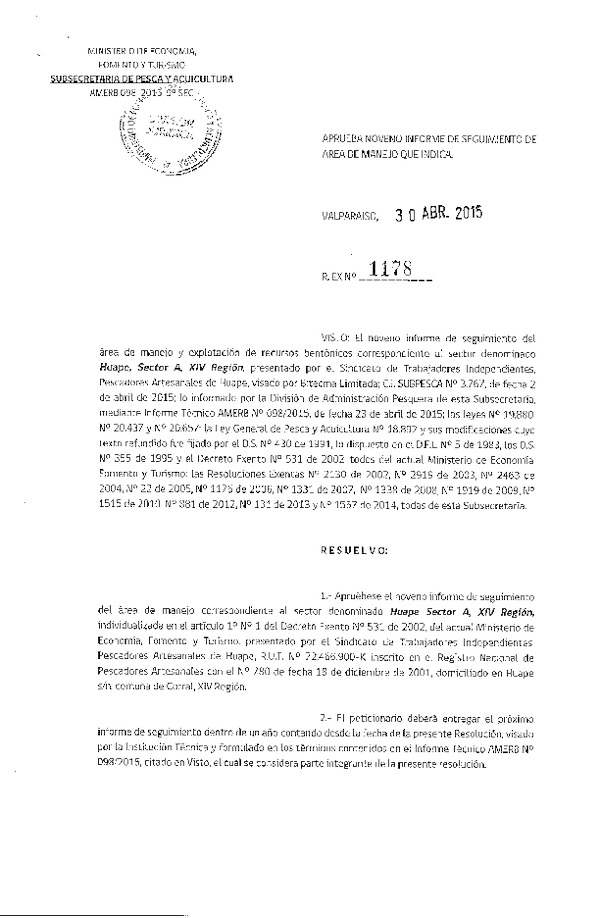 Res. Ex. N° 1178-2015 9° SEGUIMIENTO.