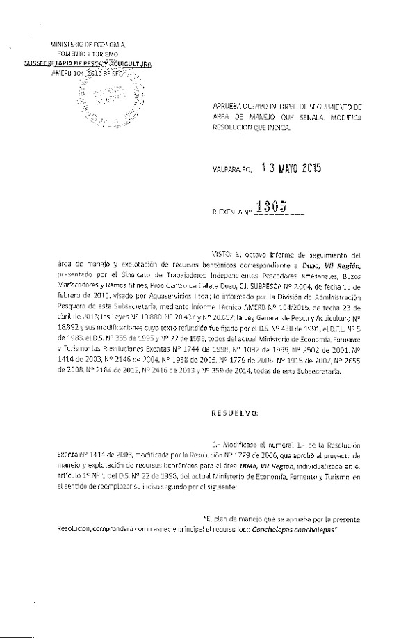 Res. Ex. N° 1305-2015 8° SEGUIMIENTO.