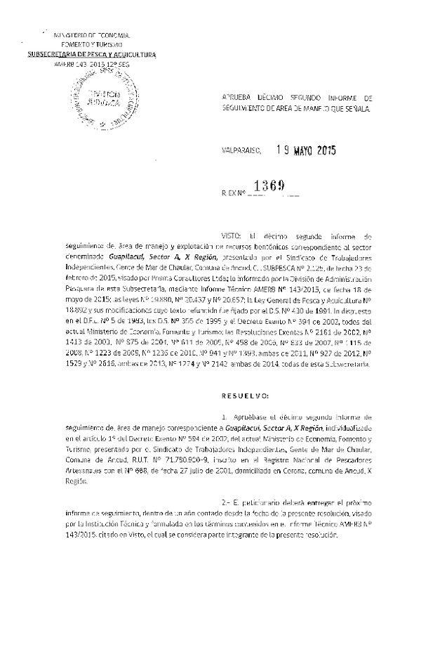 Res. Ex. N° 1369-2015 12° SEGUIMIENTO.