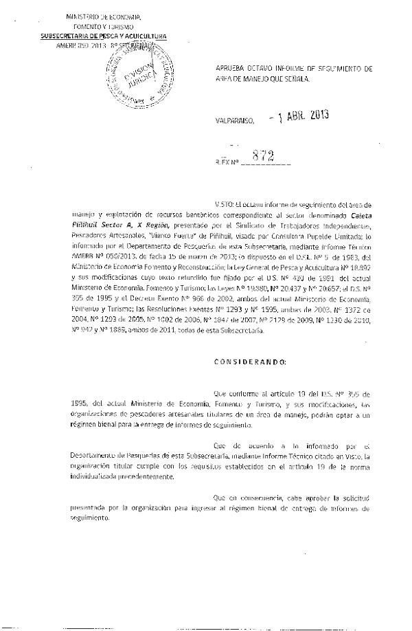 R EX N° 872-2013 8° SEGUIMIENTO
