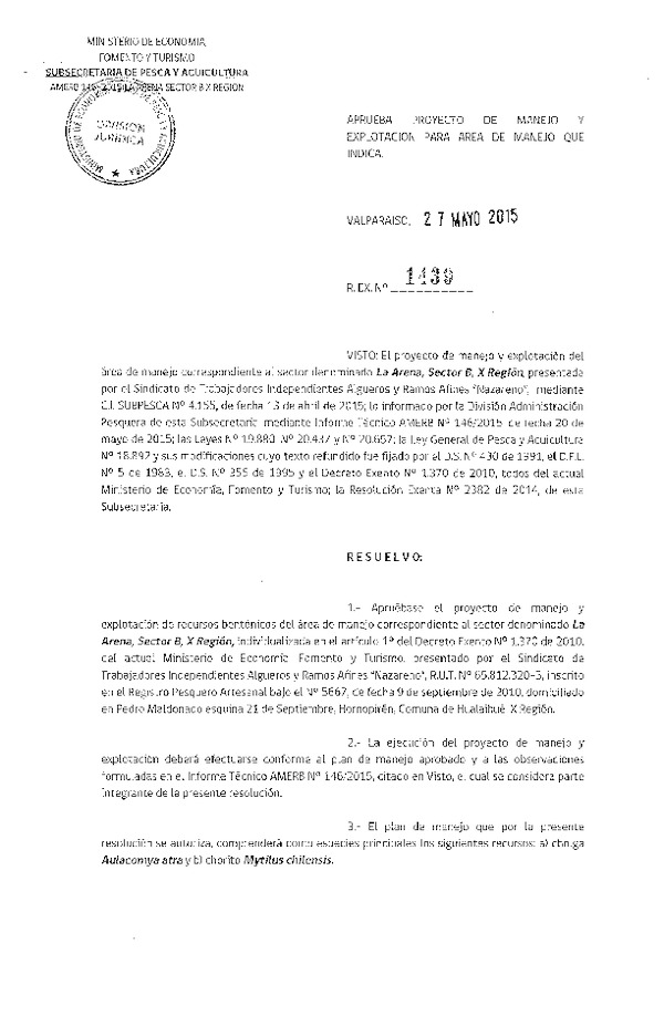 Res. Ex. N° 1439-2015 PLAN DE MANEJO.