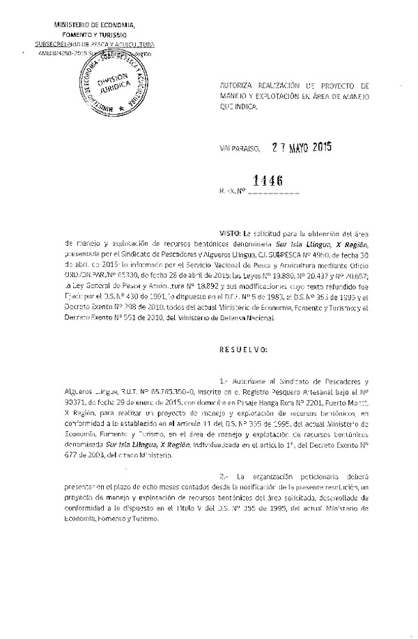 Res. Ex. N° 1446-+2015 PROYECTO DE MANEJO.