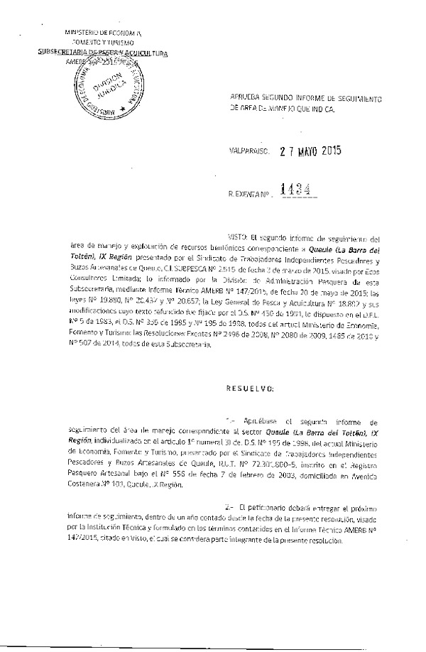 Res. Ex. N° 1434-2015 2° SEGUIMIENTO.