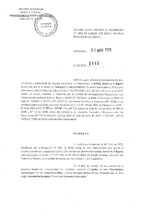 Res. Ex. N° 1445-2015 4° SEGUIMIENTO.