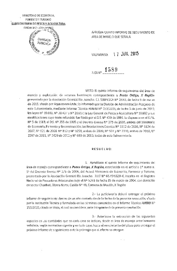 Res. Ex. N° 1589-2015 5° SEGUIMIENTO.