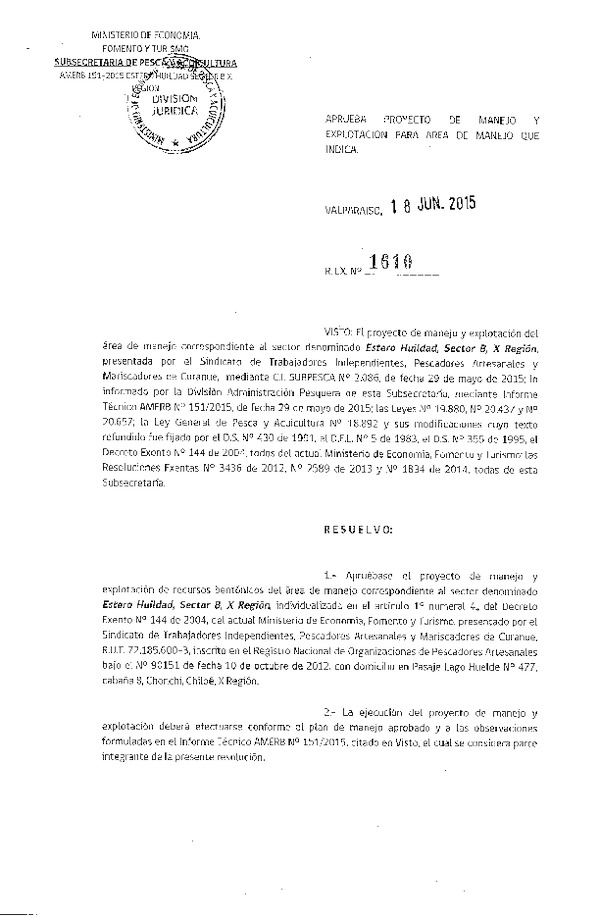 Res. Ex. N° 1610-2015 PLAN DE MANEJO.