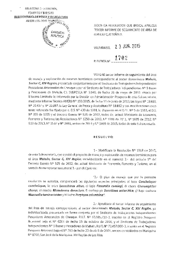 Res. Ex. N° 1702-2015 3° SEGUIMIENTO.