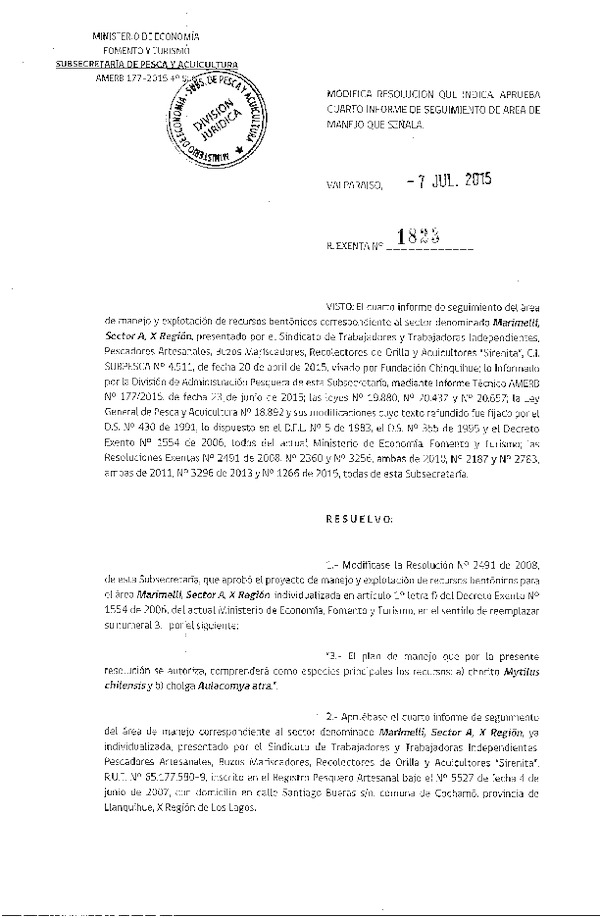 Res. Ex. N° 1823-2015 4° SEGUIMIENTO.