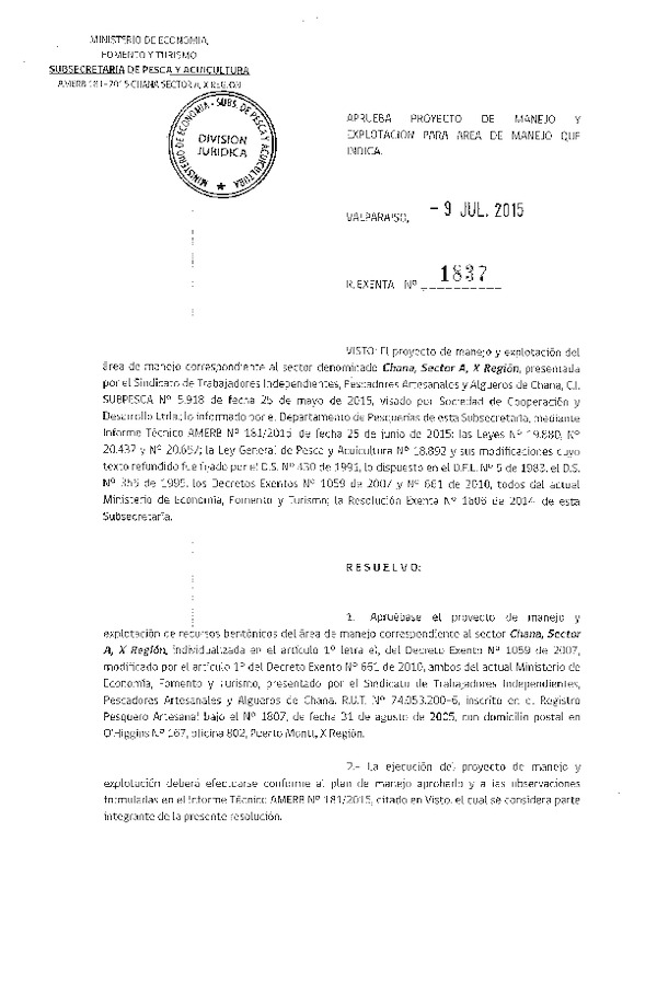 Res. Ex. N° 1837-2015 PLAN DE MANEJO.