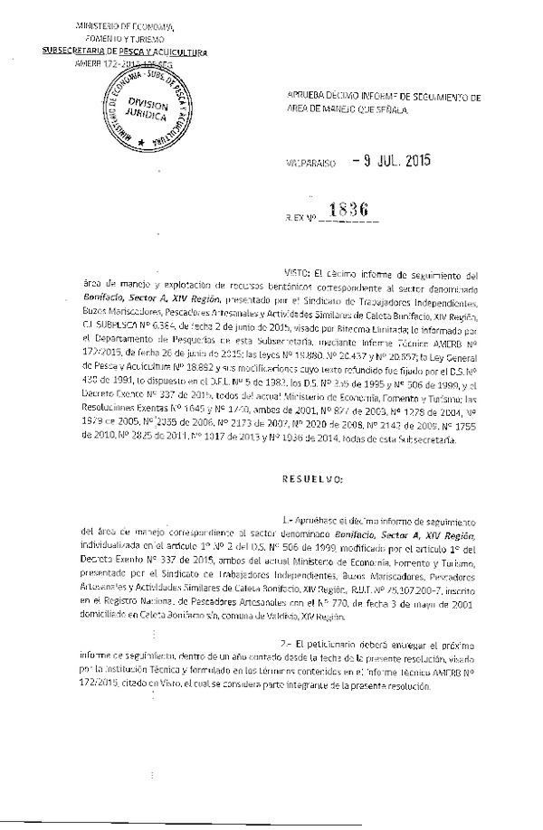 Res. Ex. N° 1836-2015 10° SEGUIMIENTO.
