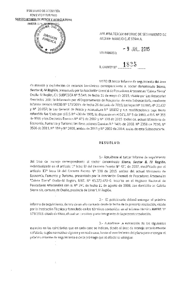 Res. Ex. N° 1835-2015 3° SEGUIMIENTO.