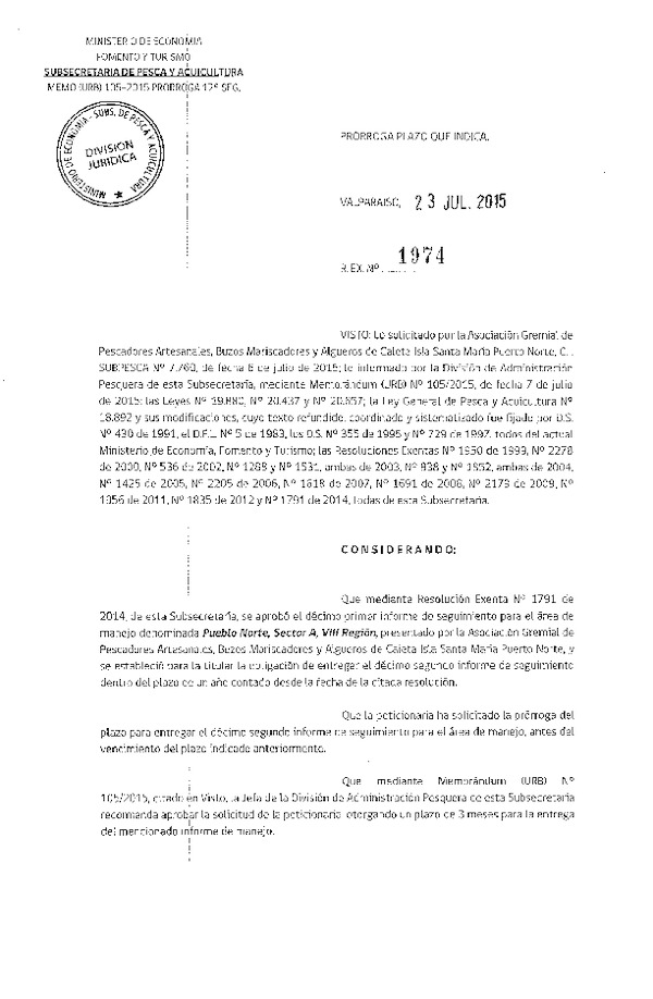 Res. Ex. N° 1974-2015 PRORROGA 12° SEGUIMIENTO.