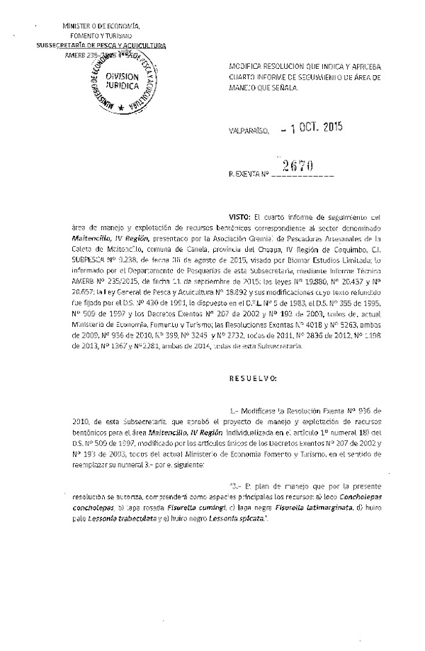 Res. Ex. N° 2670-2015 4° SEGUIMIENTO.