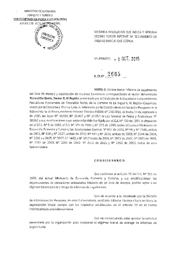 Res. Ex. N° 2665-2015 13° SEGUIMIENTO.