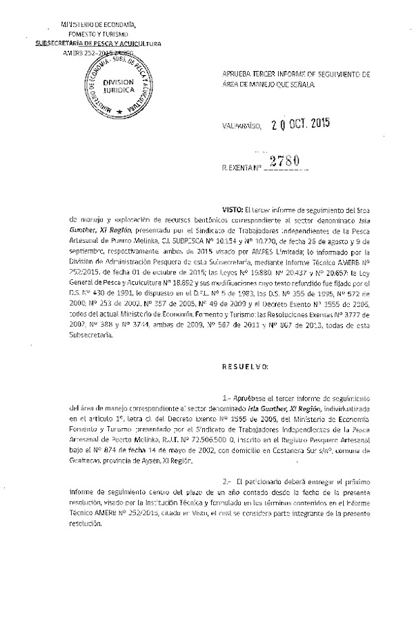 Res. Ex. N° 2780-2015 3° SEGUIMIENTO.