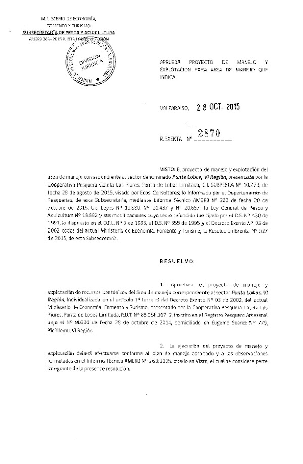 Res. Ex. N° 2870-2015 PLAN DE MANEJO.