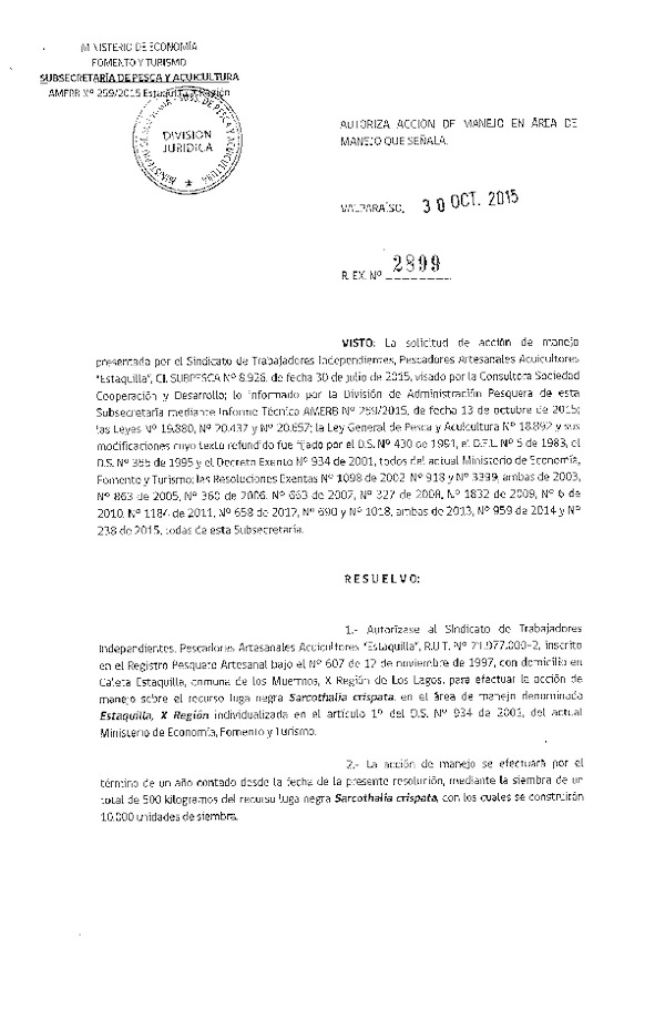 Res. Ex. N° 2899-2015 ACCION DE MANEJO.