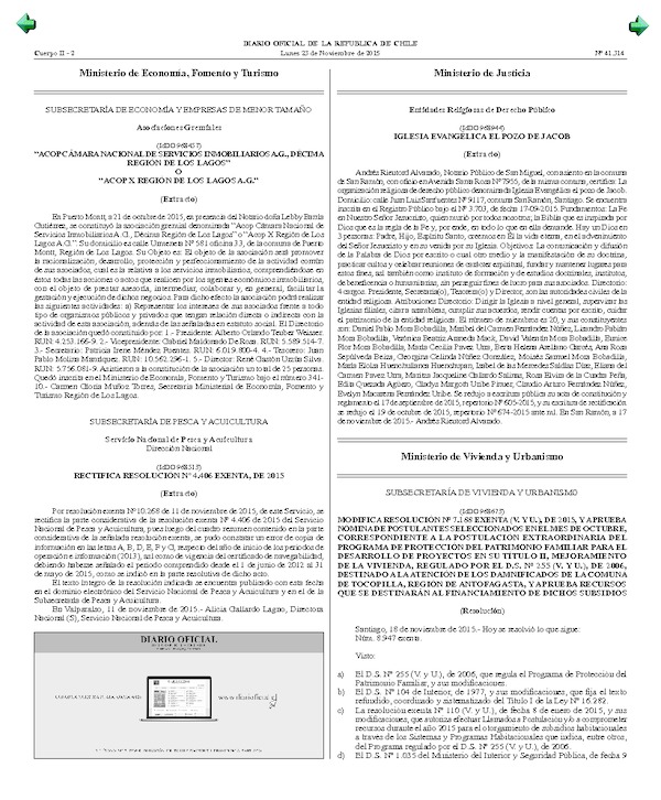 Res. Ex. N° 10268-2015 (Sernapesca) Rectifica Res. Ex. N° 4406-2015, del Servicio Nacional de Pesca y Acuicultura.