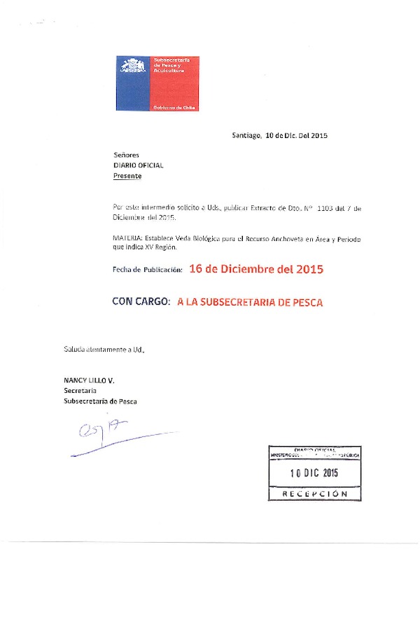 Dec. Ex. N° 1103-2015 Establece Veda Biológica para el Recurso Anchoveta, IV Región 2015. (F.D.O. 16-12-2015)