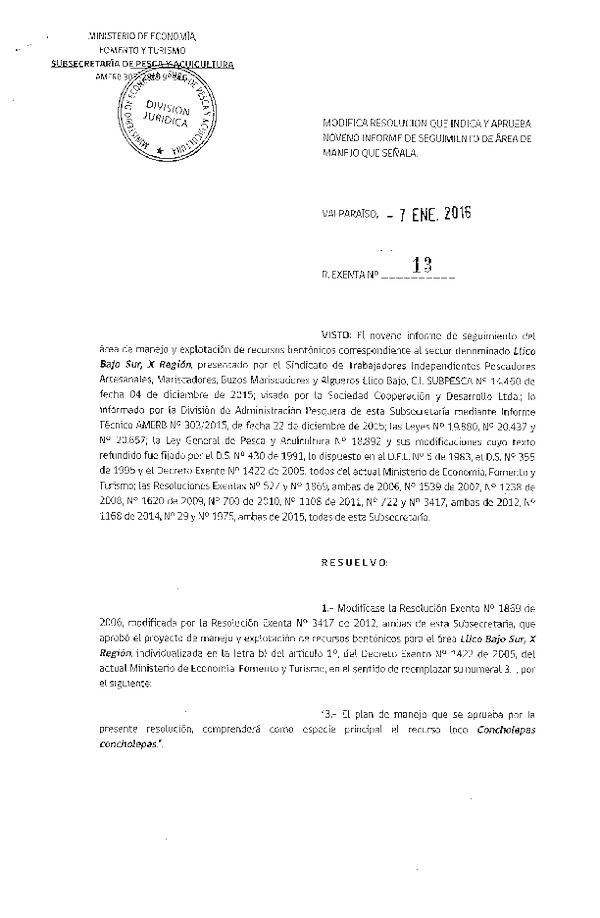 Res. Ex. N° 13-2016 9° SEGUIMIENTO.