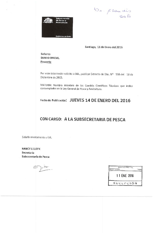 D.S. N° 198-2015 Nombra Miembros de los Comités Científicos Técnicos Contemplados en la Ley General de Pesca y Acuicultura. (F.D.O. 14-01-2016)