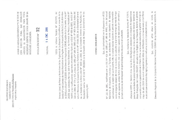 Res. Ex. N° 02-2016 Modifica Res. Ex. N° 5-2015 Medidas de Administración Especial para Pesca Recreativa en Cuerpos de Agua Dentro de Sitios Snaspe en la Región de la Araucanía.