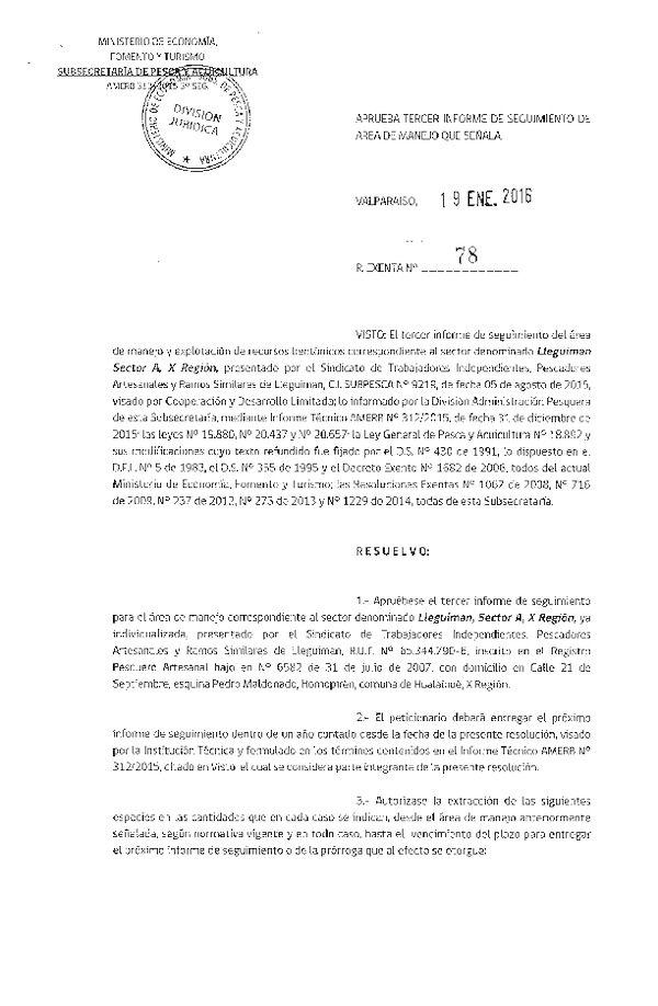 Res. Ex. N° 78-2016 3° SEGUIMIENTO.
