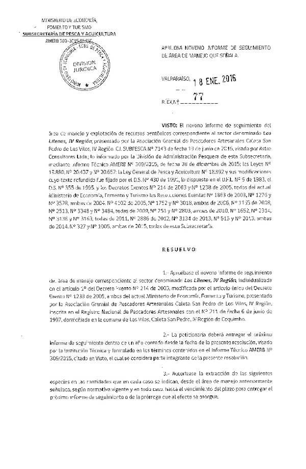 Res. Ex. N° 77-2016 9° SEGUIMIENTO.