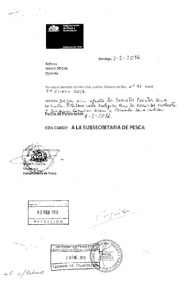 Dec. EX Nº 51-2016 Deja sin efecto los decretos exentos que señala. Establece veda biológica para los recursos Anchoveta y Sardina Común.