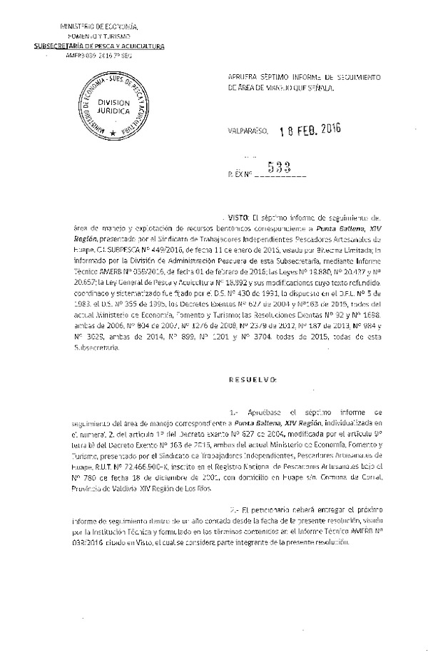 Res. Ex. N° 533-2016 7° SEGUIMIENTO.