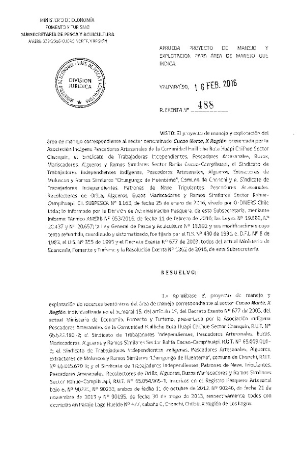 Res. Ex. N° 488-2016 PLAN DE MANEJO.