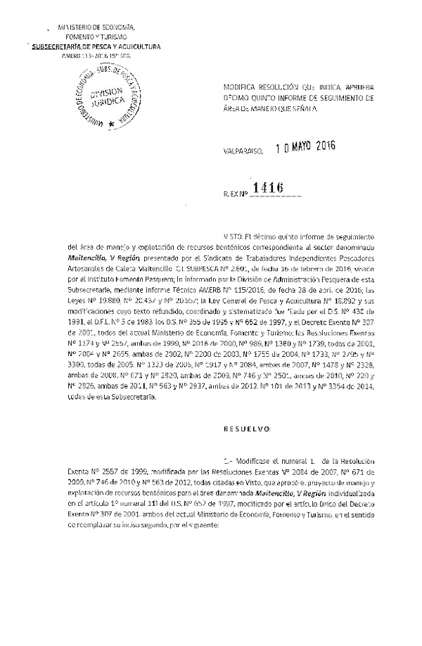 Res. Ex. N° 1416-2016 15° SEGUIMIENTO.