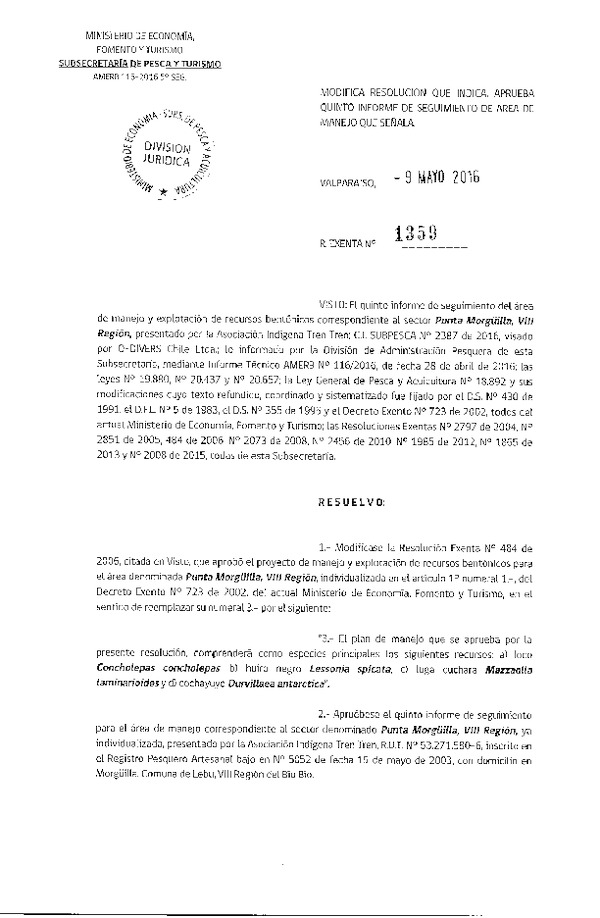 Res. Ex. N° 1359-2016 5° SEGUIMIENTO.