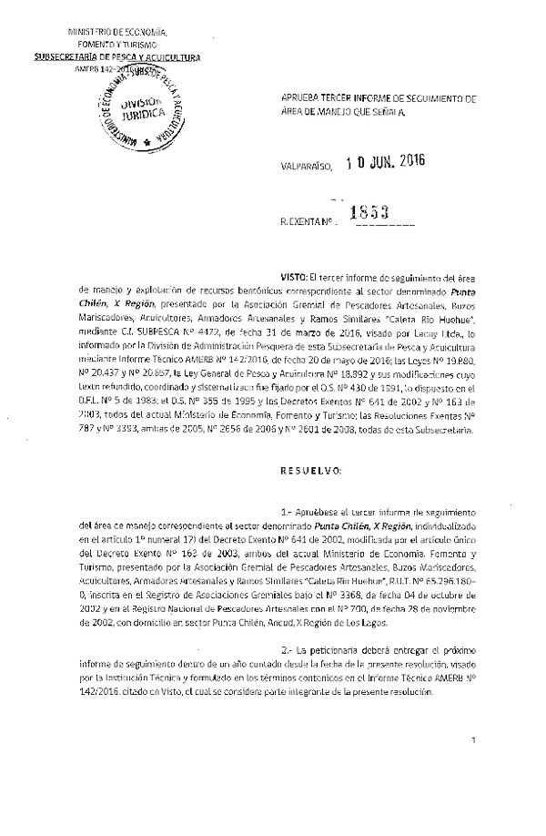 Res. Ex. N° 1853-2016 3° SEGUIMIENTO.