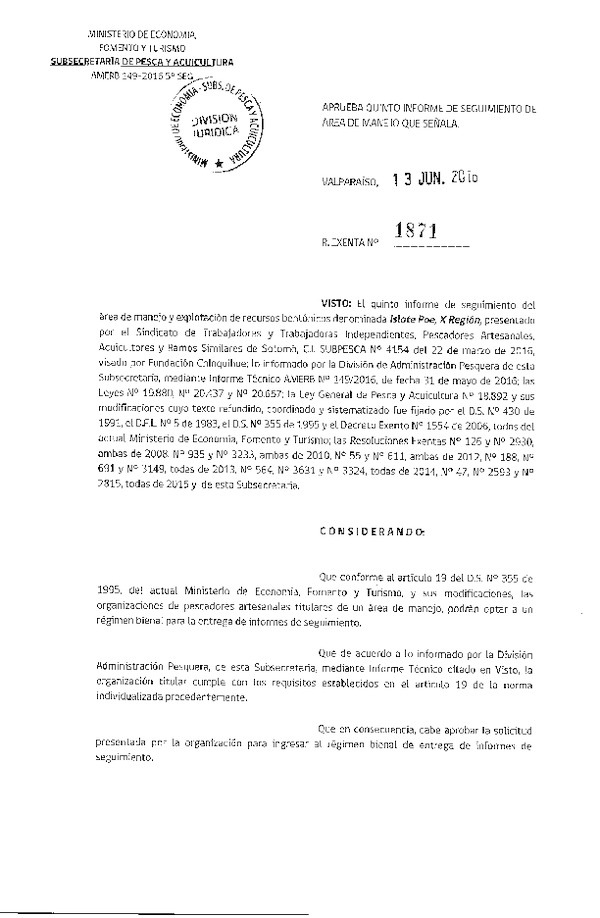 Res. Ex. N° 1871-2016 5° SEGUIMIENTO.