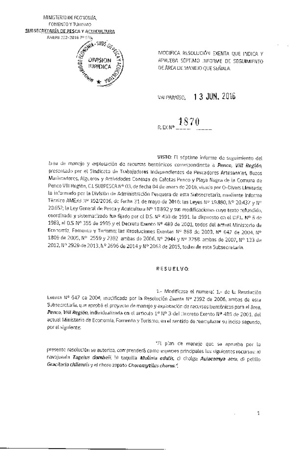 Res. Ex. N° 1870-2016 PRORROGA 7° SEGUIMIENTO.