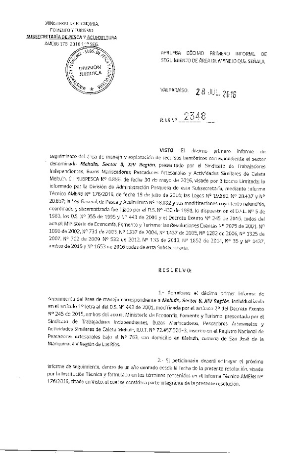 Res. Ex. N° 2348-2016 11° SEGUIMIENTO.