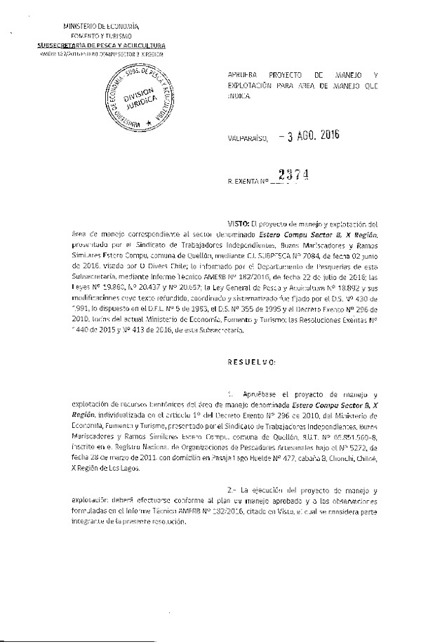 Res. Ex. N° 2374-2016 PLAN DE MANEJO.