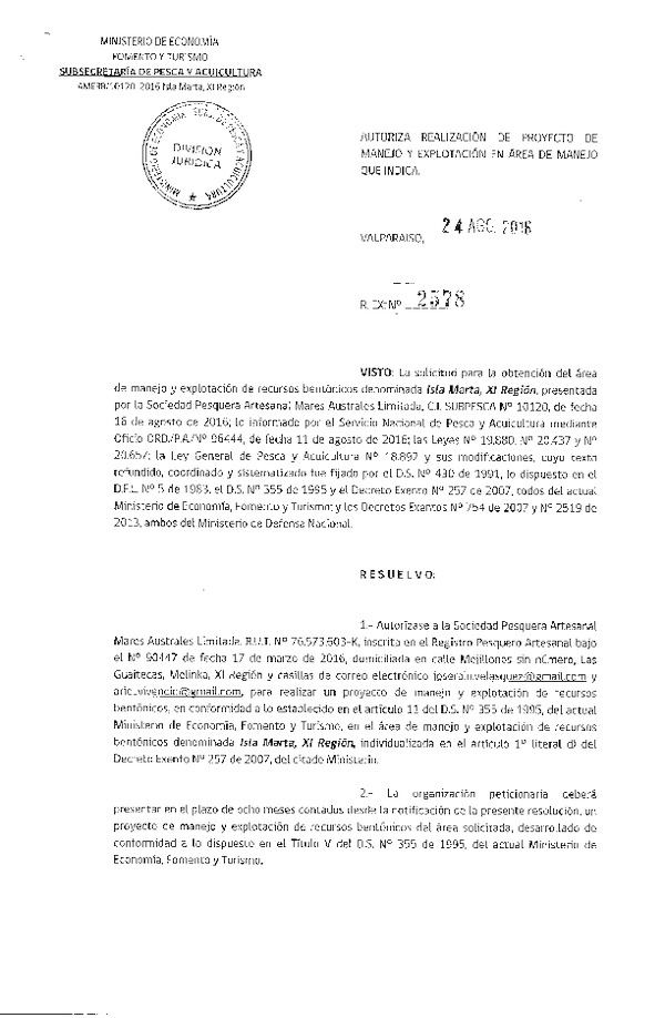 Res. Ex. N° 2578-2016 PROYECTO DE MANEJO.