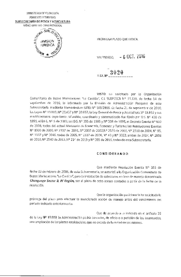 Res. Ex. N° 3020-2016 PRORROGA INSTALACIÓN DE COLECTORES.