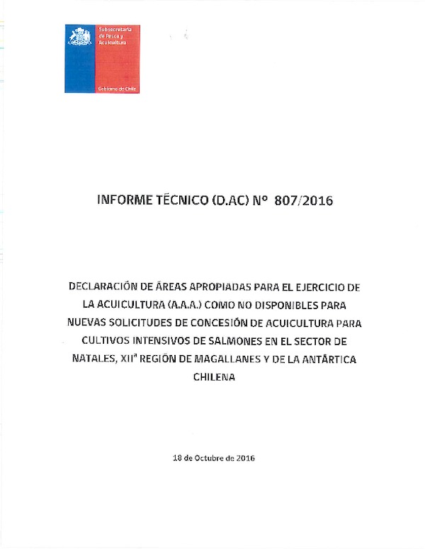 Informe Técnico 807-16 AAA no disponibles Natales