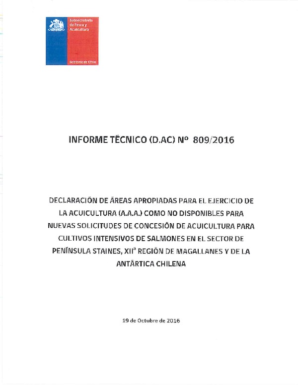 Informe Técnico 809-16 A.A.A. No disponibles Península Staines