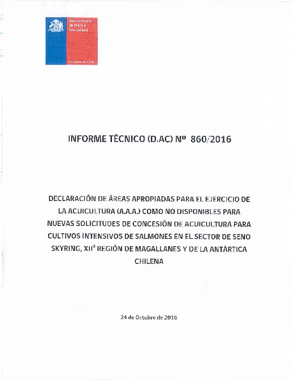 Informe Técnico 860-16 A.A.A. no disponibles Seno Skyring