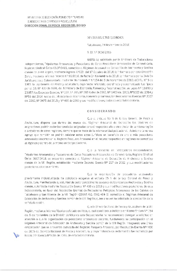 Res. Ex. N° 56-2016 (DZP VIII) Deniega Solicitud que Indica.