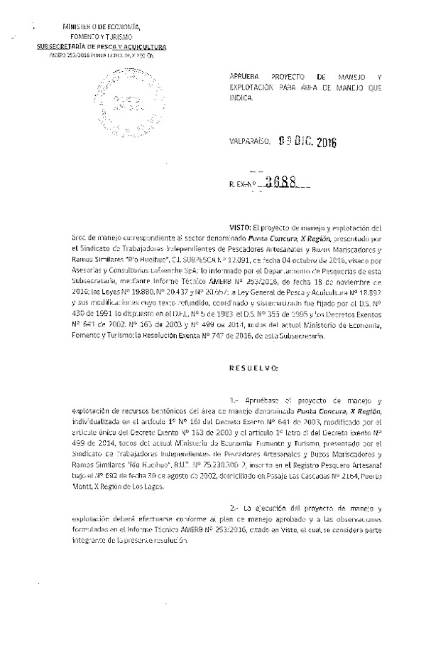 Res. Ex. N° 3688-20156 PROYECTO DE MANEJO.